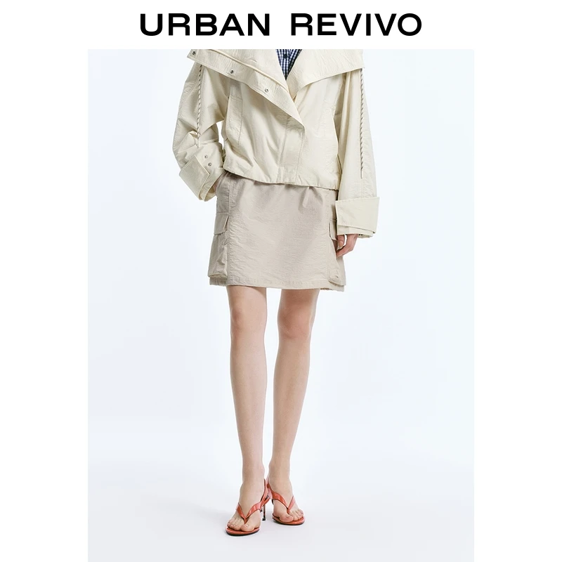 UR2025夏季新款女装潮流休闲立体贴袋抽绳短款半裙UWJ550023