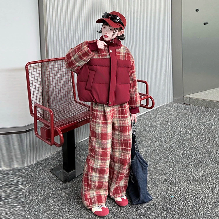 套装休闲秋冬格子女童中大童