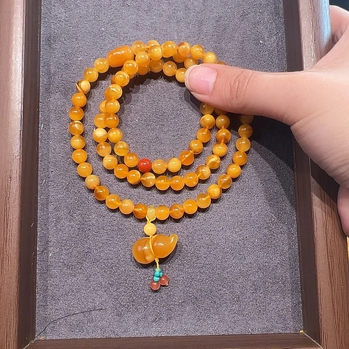 蜜蜡未镶嵌手串6.9mm蜜蜡手串