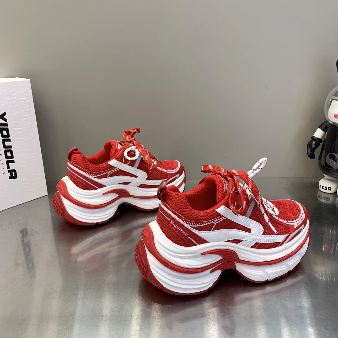 欧洲站2026女鞋红春季时尚松糕底休闲老爹鞋女厚底增高运动鞋潮鞋