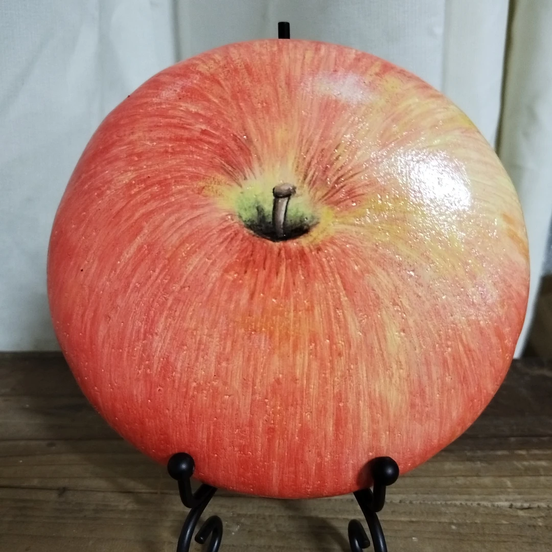 创意石头画苹果平平安安（石头直径13Cm左右）