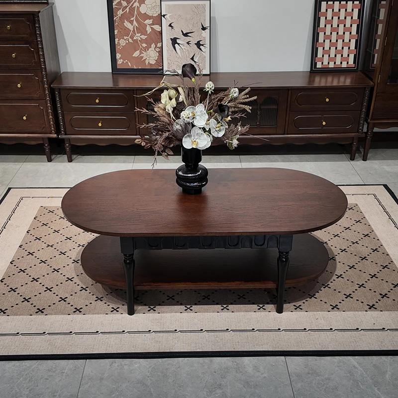 中古风茶几长方形法式复古全实木茶几小户型家用美式复古客厅家具