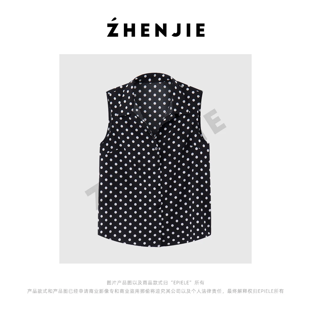 【猫猫】万能百搭 春夏氛围感叠穿凉感乔其纱波点无袖衬衫DC5576