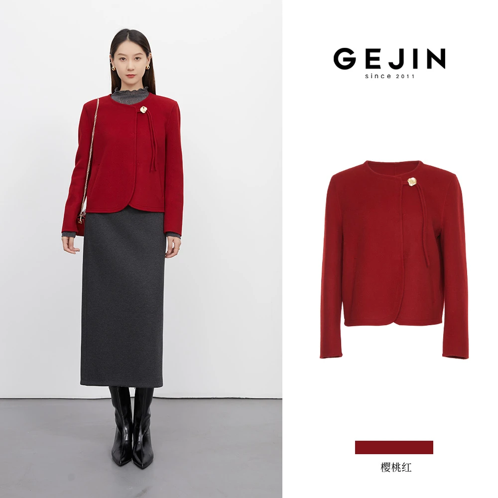 GEJIN/歌锦秋冬新款小香气质优雅显瘦毛呢百搭外套9412582529