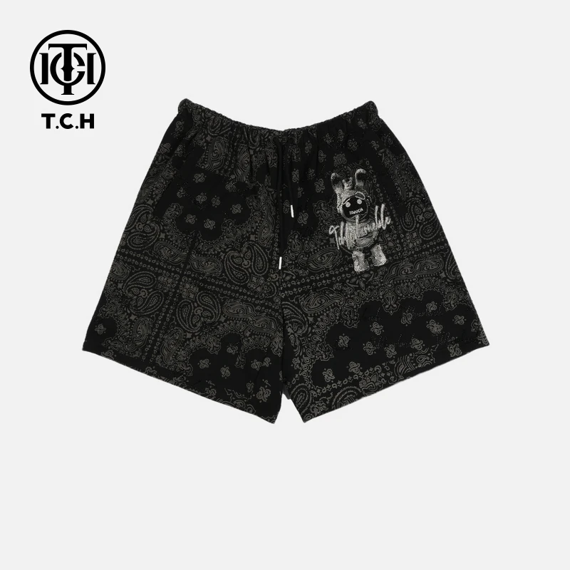 TCH轻奢烫钻工艺百搭时尚休闲情侣款短裤T72B216080私服tch