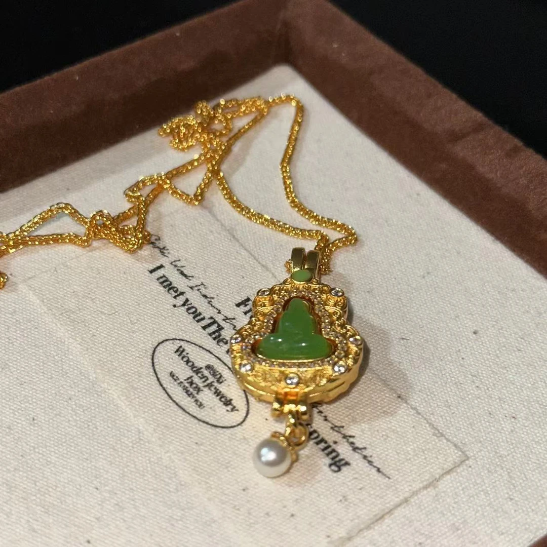 铜合金项链 绿色葫芦时尚项链-3943