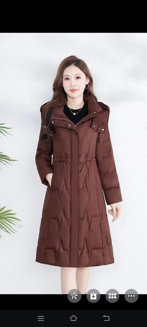 605中长款连帽羽绒服收腰显瘦百搭