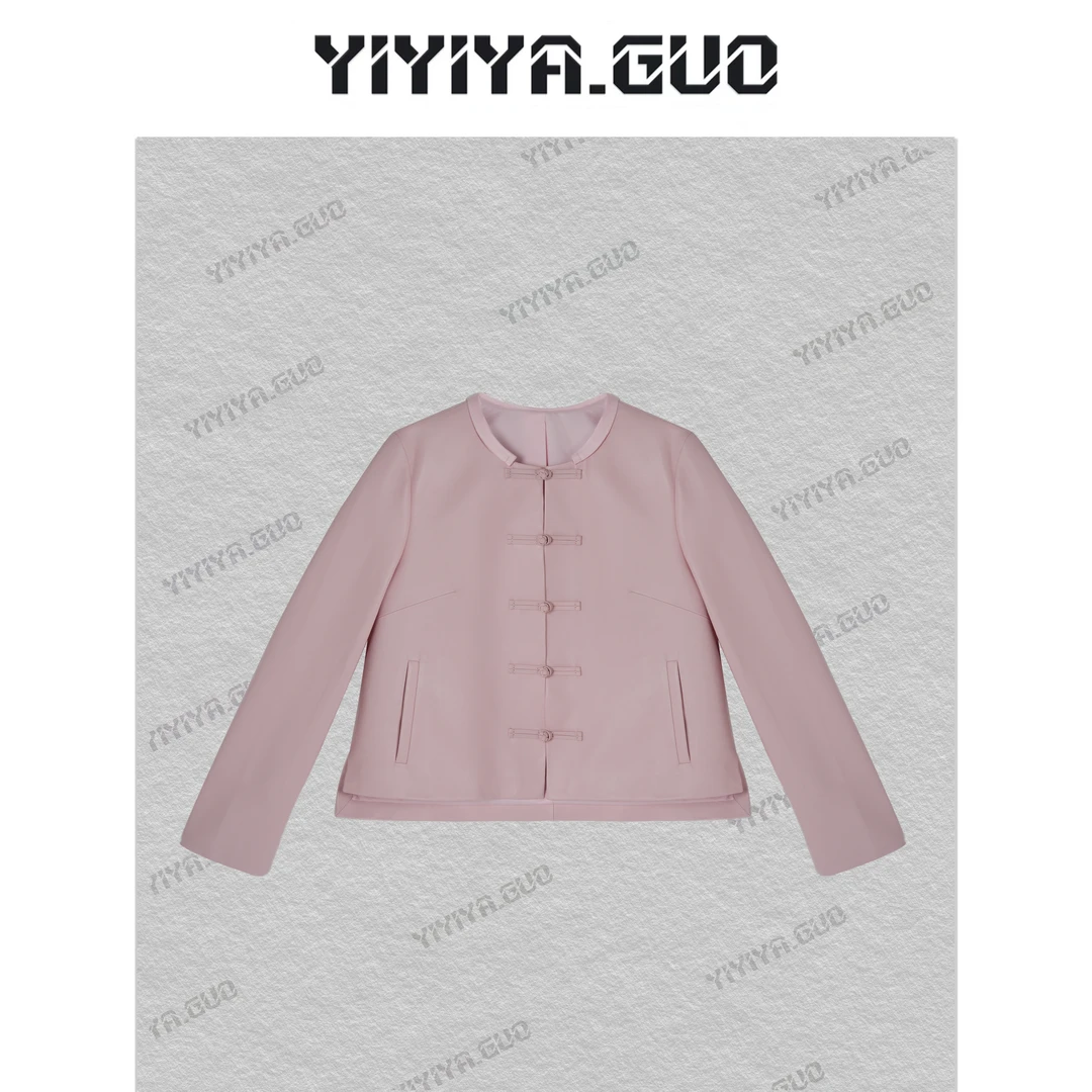yiyiya.Guo艺艺吖【玛雅公主】新中式中国风盘扣皮衣外套25SS0352