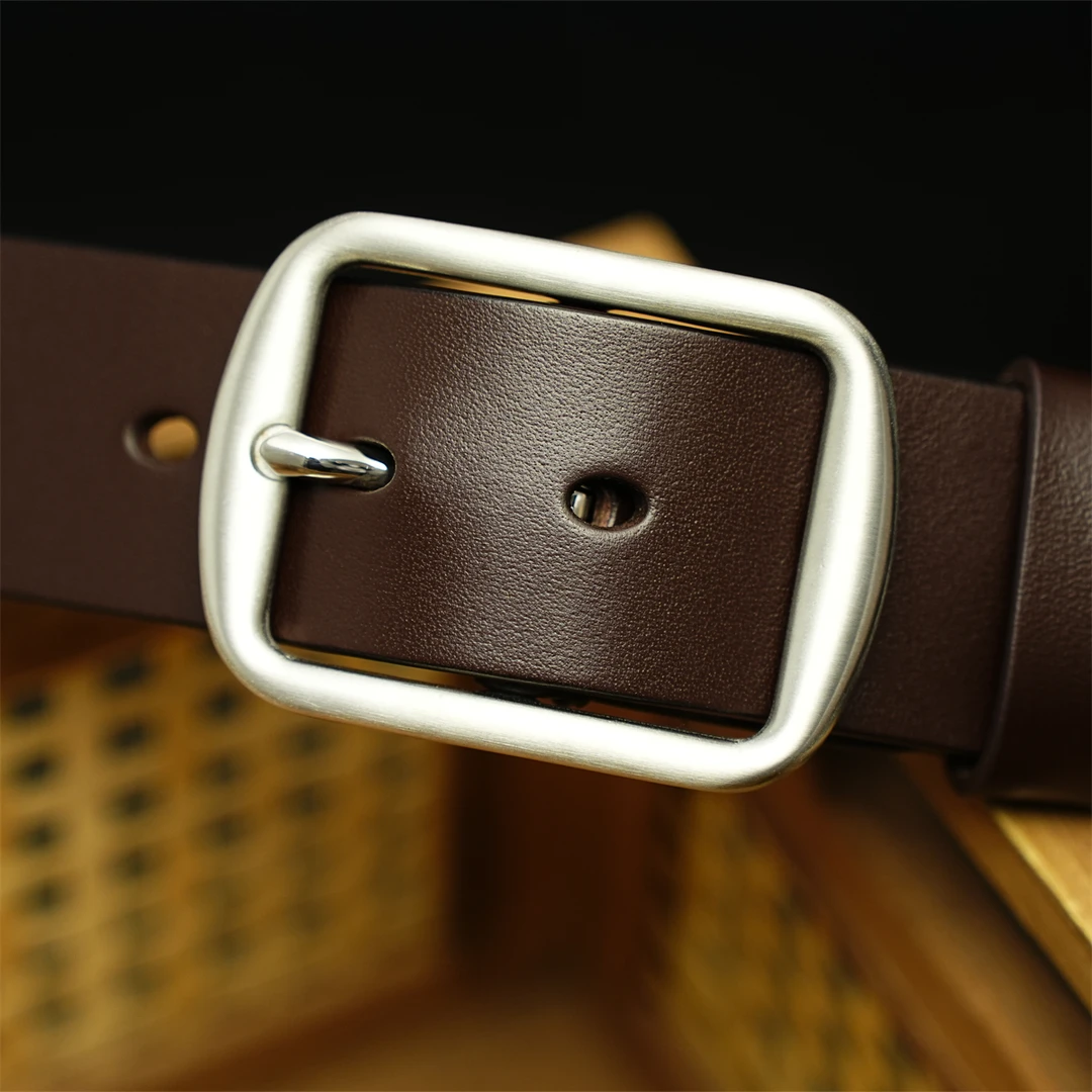 【610细纹高货】不锈钢扣头层牛皮纹时尚简约风格商务时尚皮带百搭