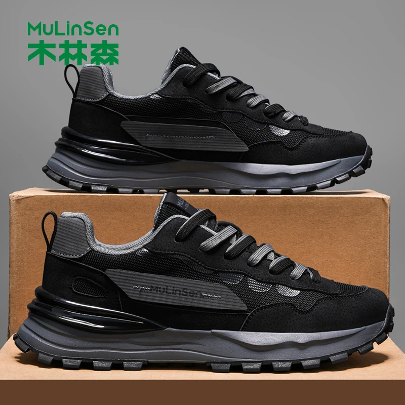 木林森男鞋2025新款秋季户外旅游老爹鞋网面透气登山运动鞋休闲鞋