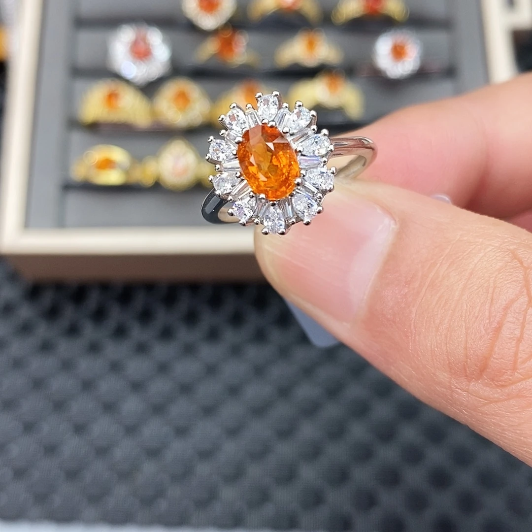 戒指银S925镶嵌石榴石