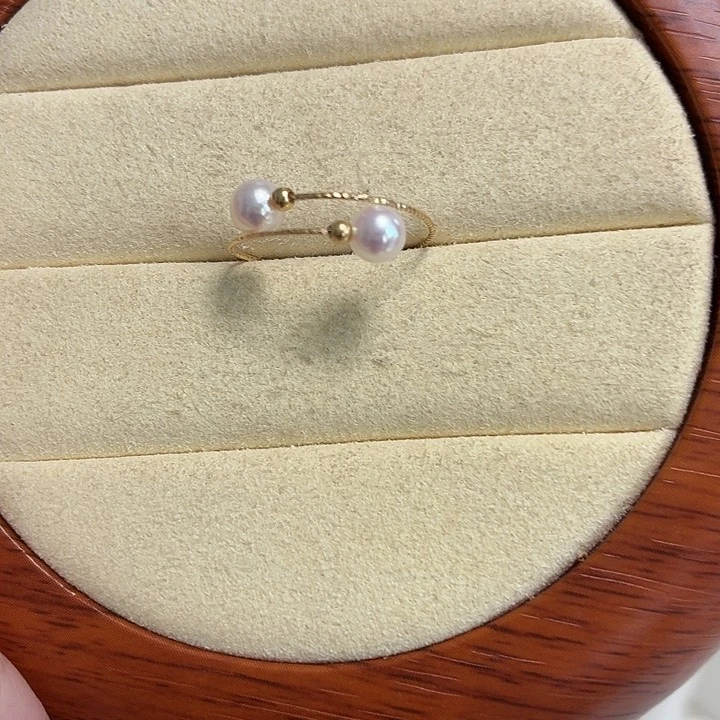 18K金镶嵌海水珍珠戒指风铃戒指