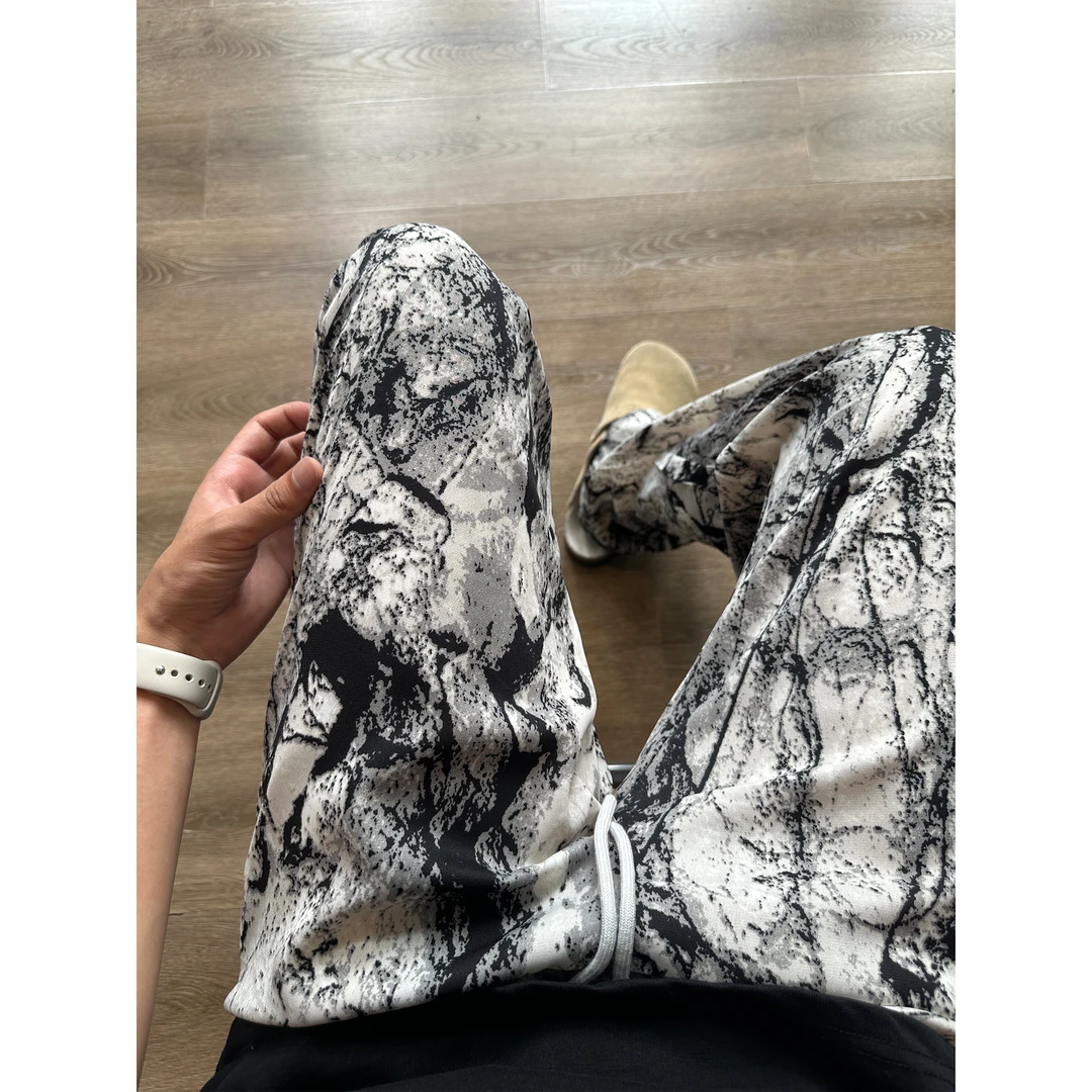 冰丝扎染裤子男夏季薄款美式复古阔腿防蚊裤宽松休闲冰感遛弯裤潮