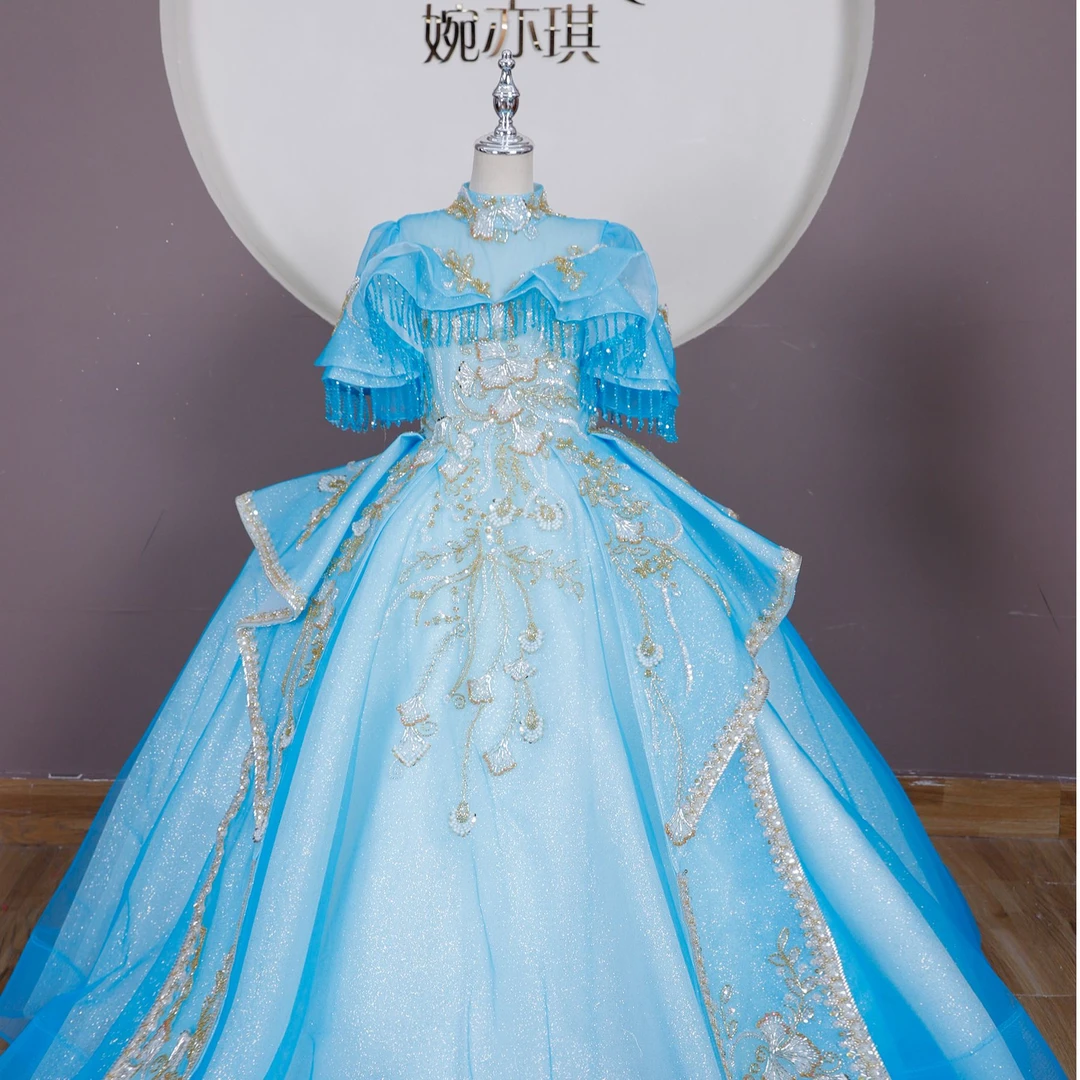 WANYIQI/婉亦琪公主风主持表演走秀礼服女童生日宴礼服儿童礼服
