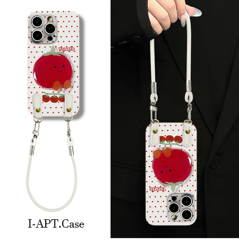 波点可爱红番茄菲林软壳适用iPhone苹果16手机壳华为oppo小米vivo