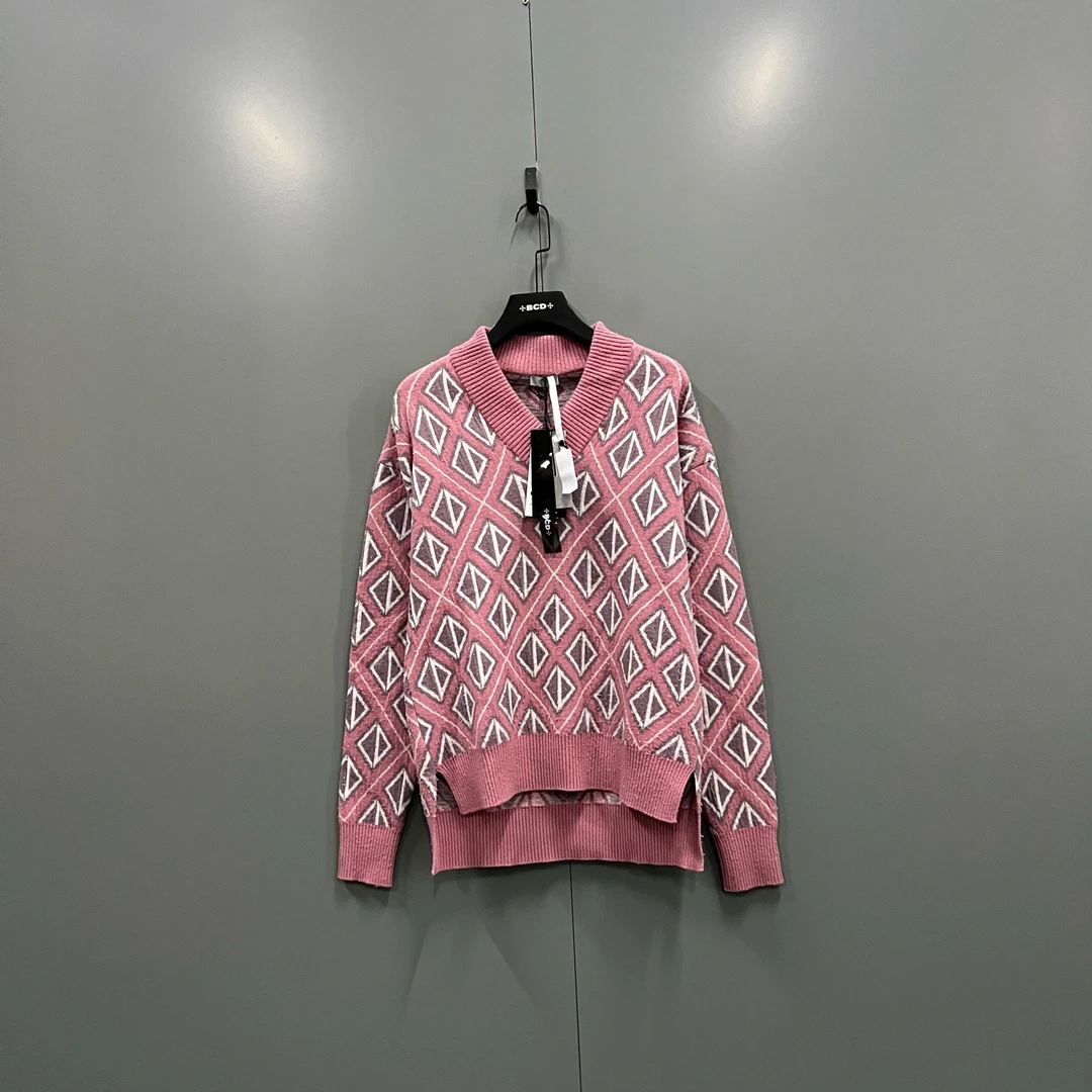 未使用 DIOR/迪奥 (ll) 粉色满印CD针织衫 XS S L码/018902