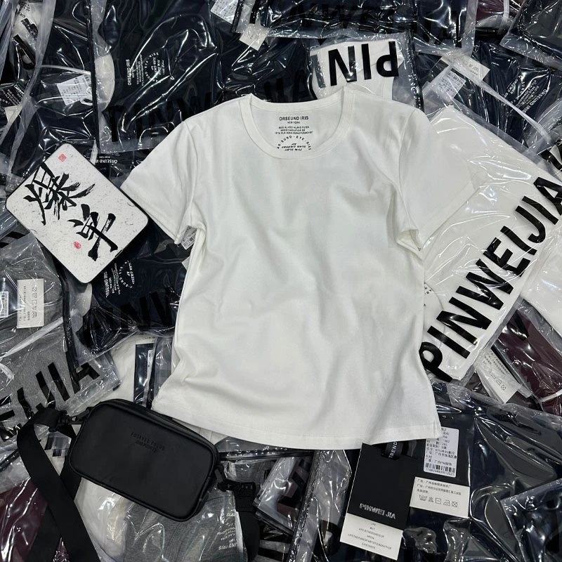 欧洲站2025夏季新款韩系极简舒适显瘦上衣百搭短袖T恤女款纯色