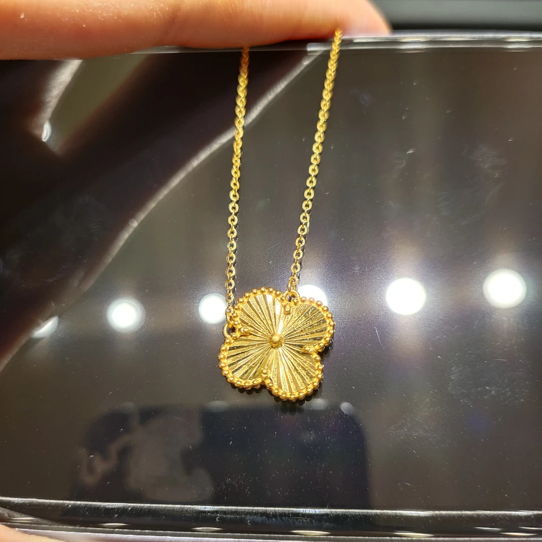 黄金足金女士四叶草套链金色简约轻奢时尚套链