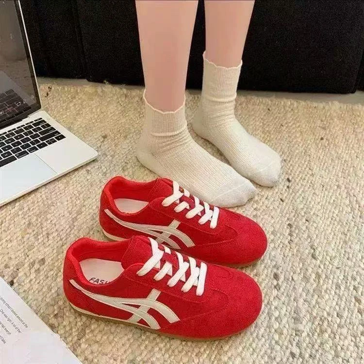 221德训鞋薄款休闲鞋透气红色情侣时尚休闲鞋夏季小白鞋