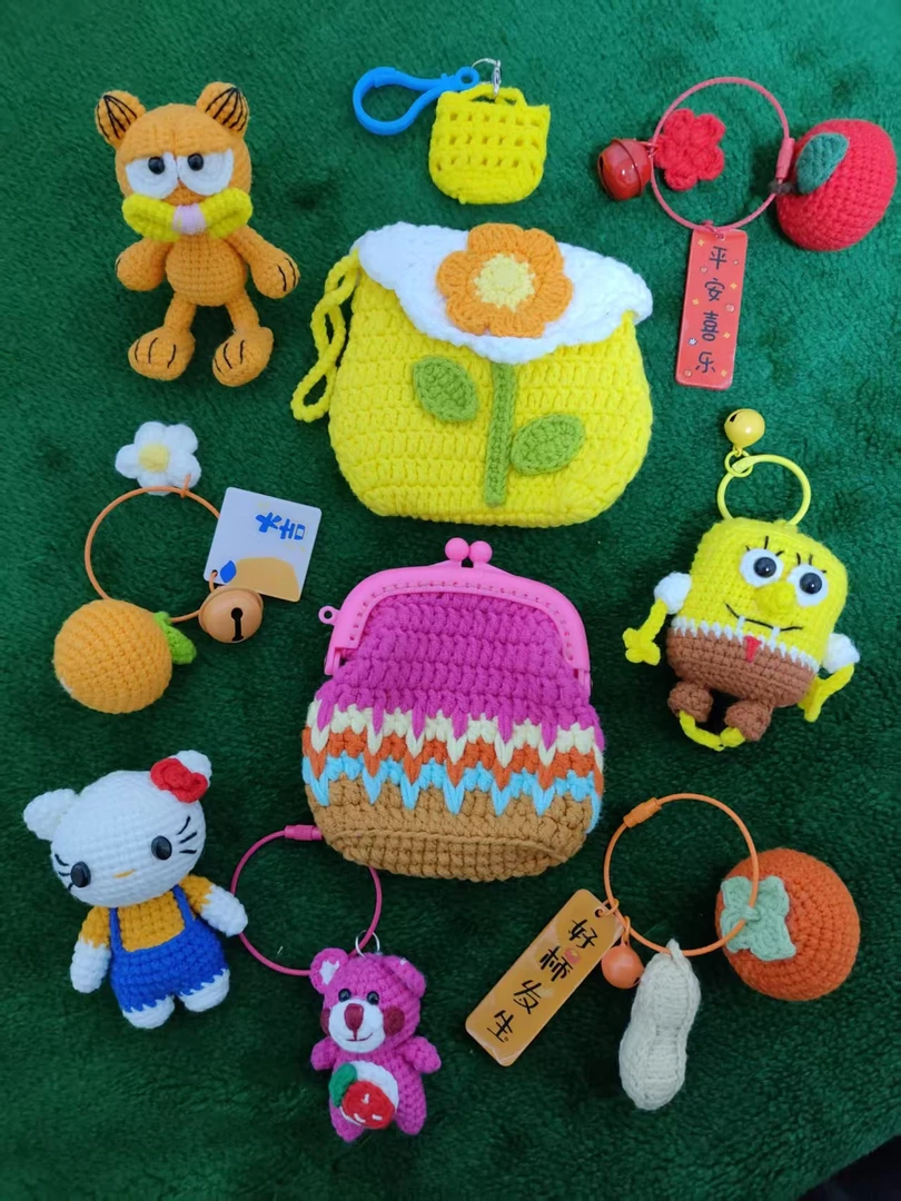 直播间选款链接  纯手工毛线钩织 玩偶 花束 包包 发箍 发夹