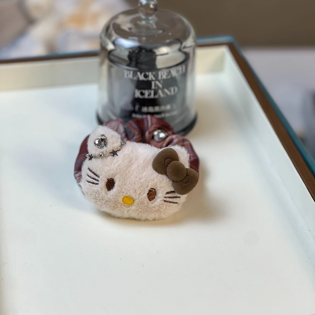 可爱毛绒Kity猫咪发夹水钻闪闪发饰甜美蝴蝶结夹子发圈头绳皮筋女