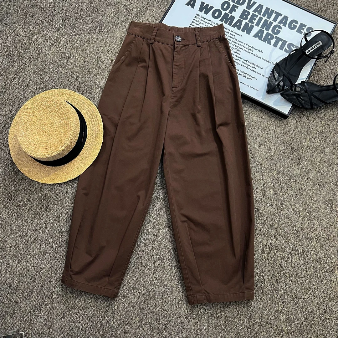 LMXPPJ【山本裤】2025嵿尖100棉料纯色美拉德老钱萝卜裤MX1425