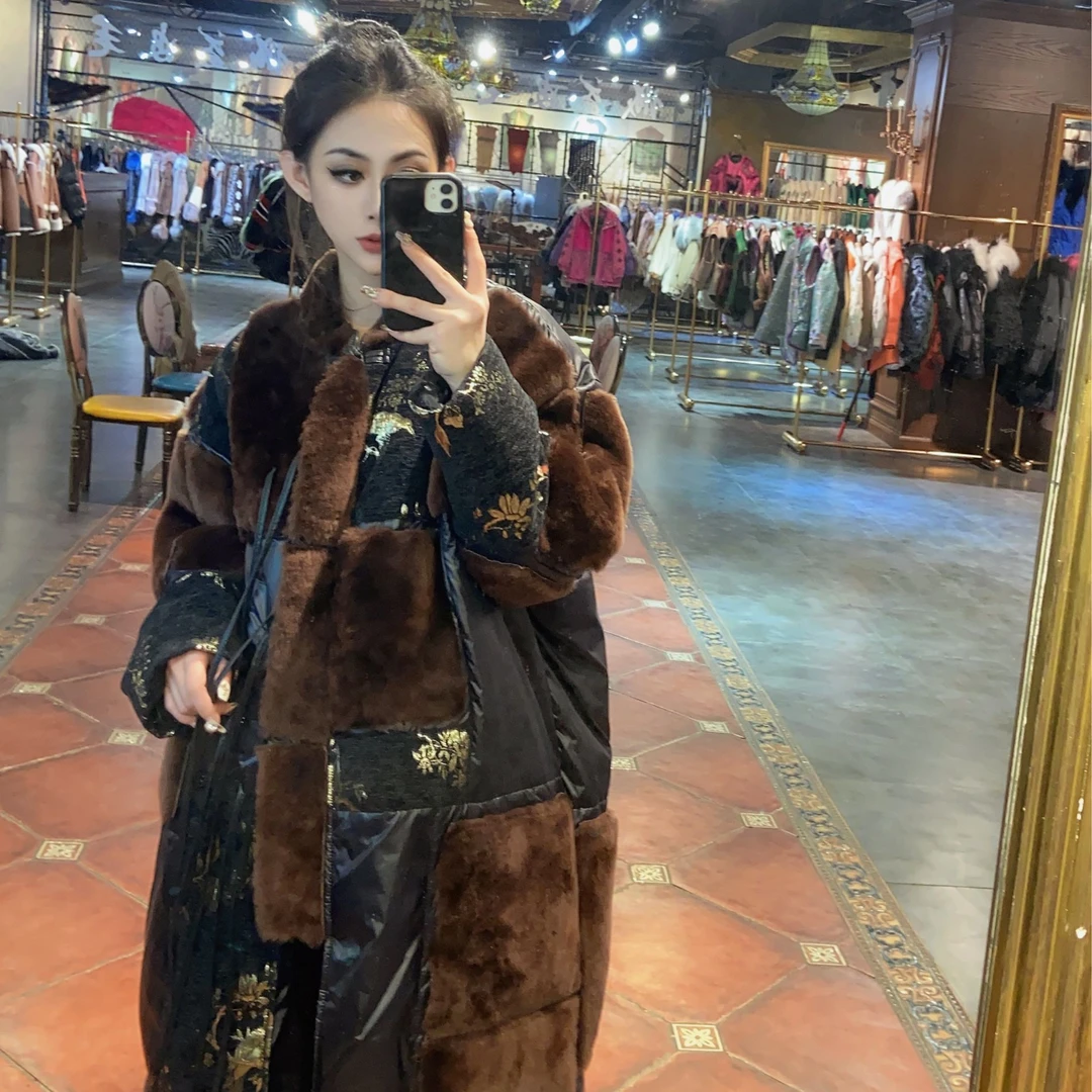 【DCP•Flagship store】83638-E 新款时尚气质皮毛一体鹅绒皮草外套