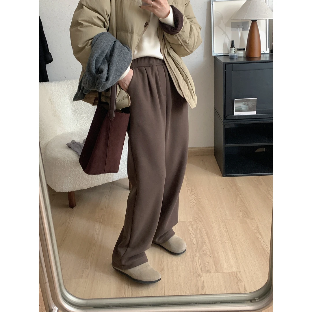 苏安家腿精暖暖 羽绒丝混纺醋酸羊毛 加厚巨保暖窄腿版拖地裤长裤