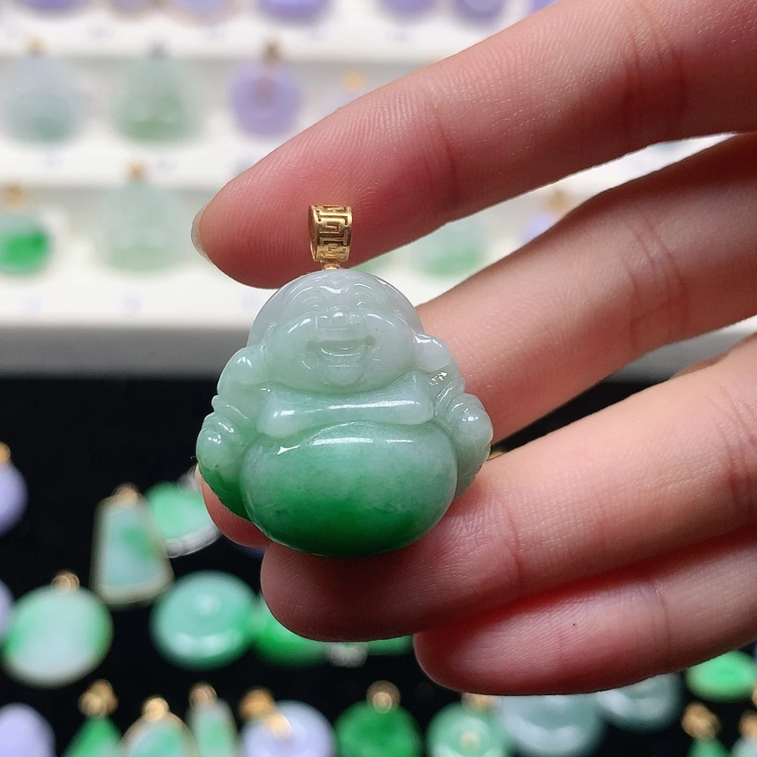 颈饰18K金镶嵌翡翠翡翠吊坠