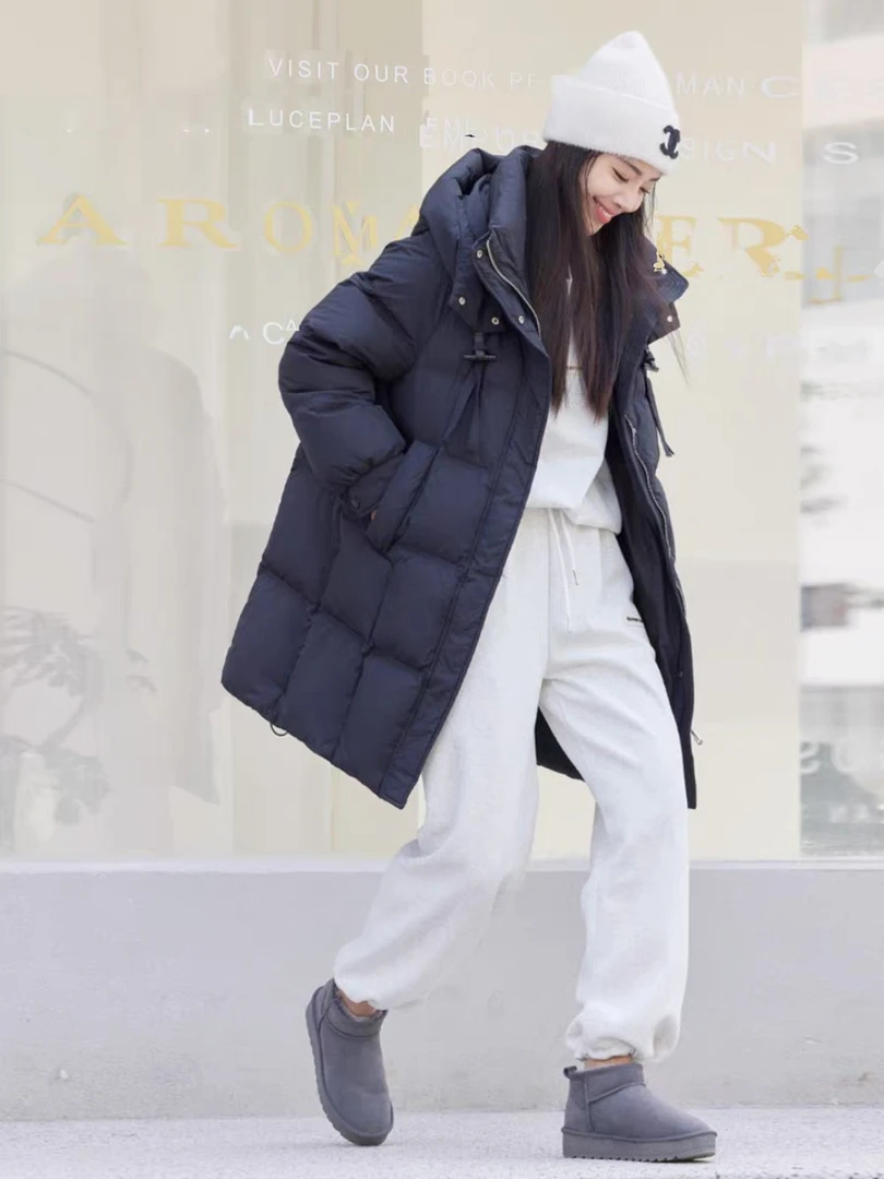 （初影）2024新款韩版中长款连帽宽松新款百搭休闲厚款外套女