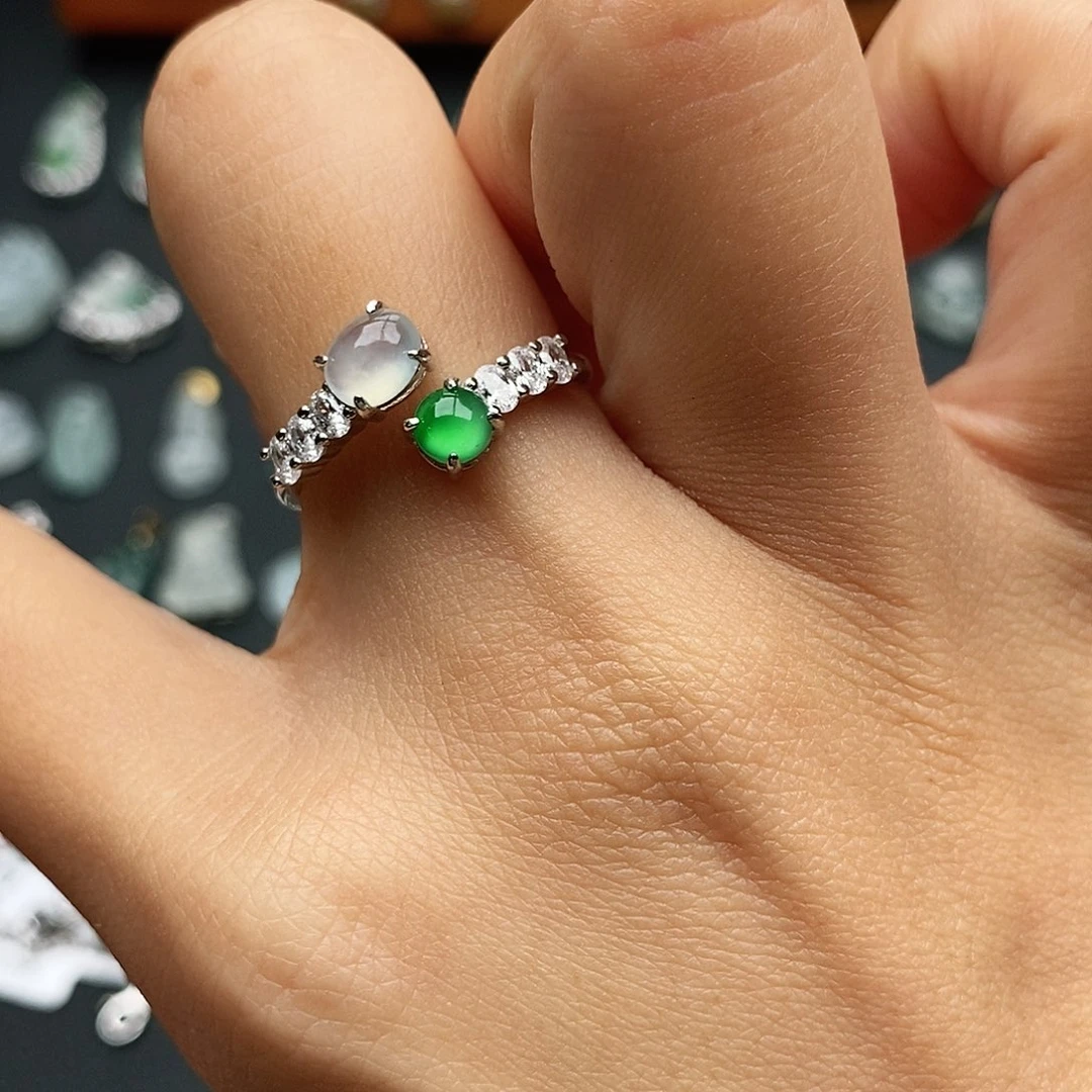 翡翠银S925镶嵌戒指