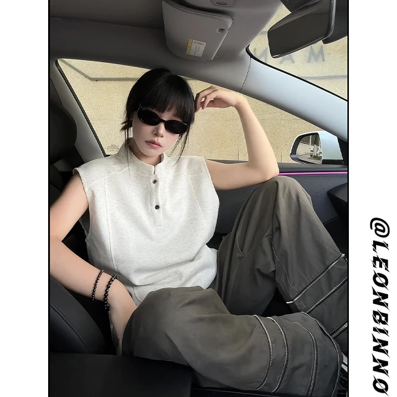美式cleanfit拼接背心男夏季外穿重磅无袖t恤正肩显瘦宽松坎肩