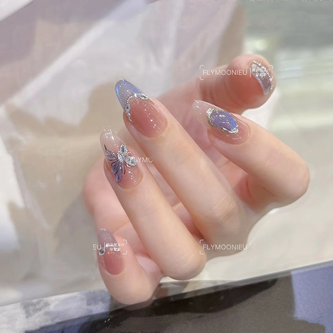 【蓝色妖姬】手工穿戴甲10片装可拆卸宠粉爆款气质美甲贴WY