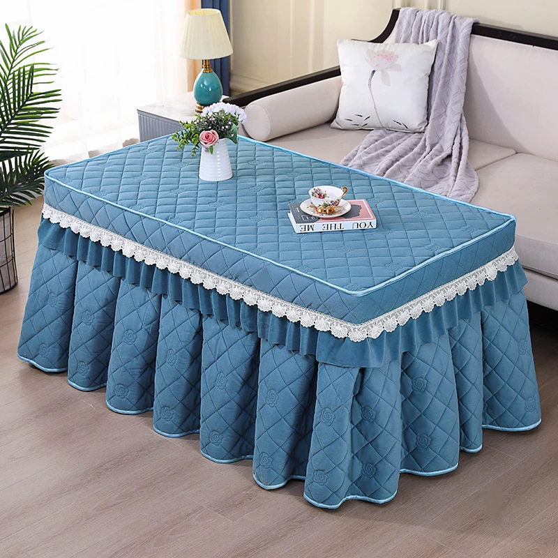 加厚加绒电炉罩烤火桌子罩套长方形电烤炉取暖桌布冬季新款大裙摆