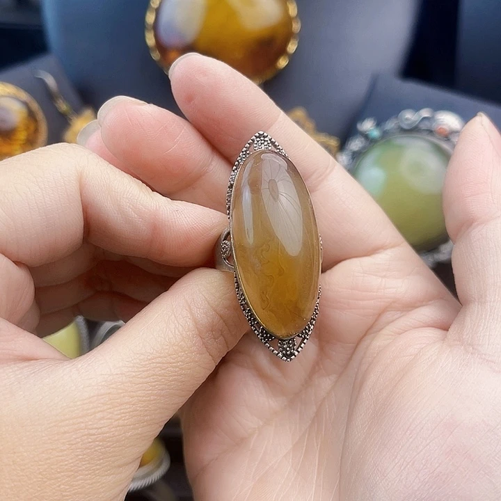琥珀银S925镶嵌裸石