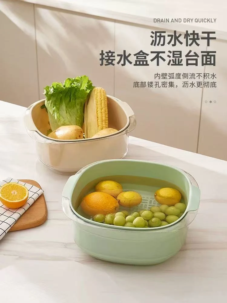 【超级厚实-高品质】PET+PP材质滤水篮沥水篮（颜色随缘）