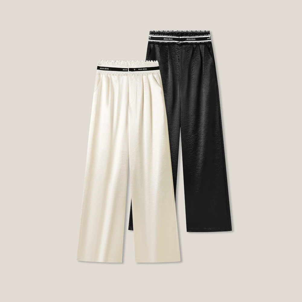 女式字母蕾丝拼接松紧腰休闲裤ss26268