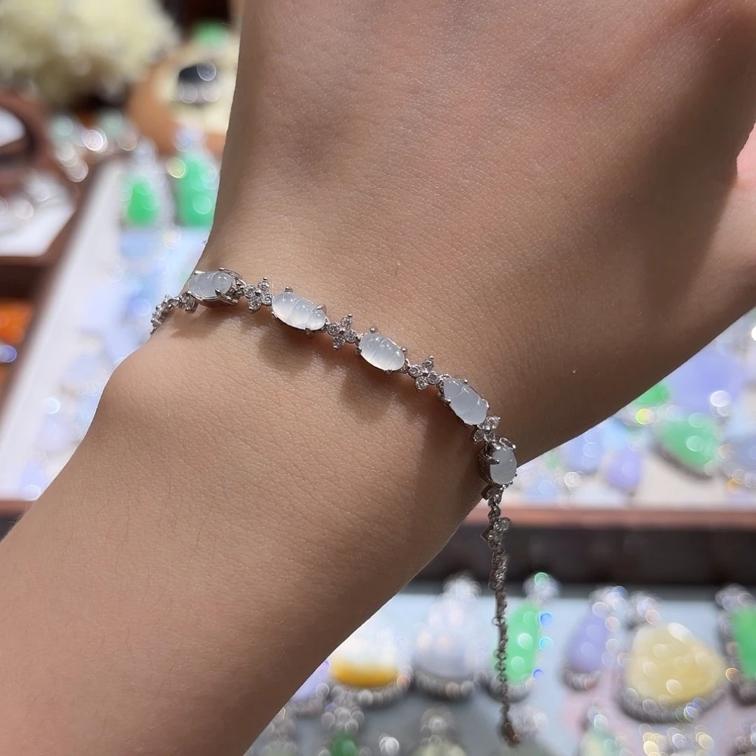 翡翠银S925镶嵌手链