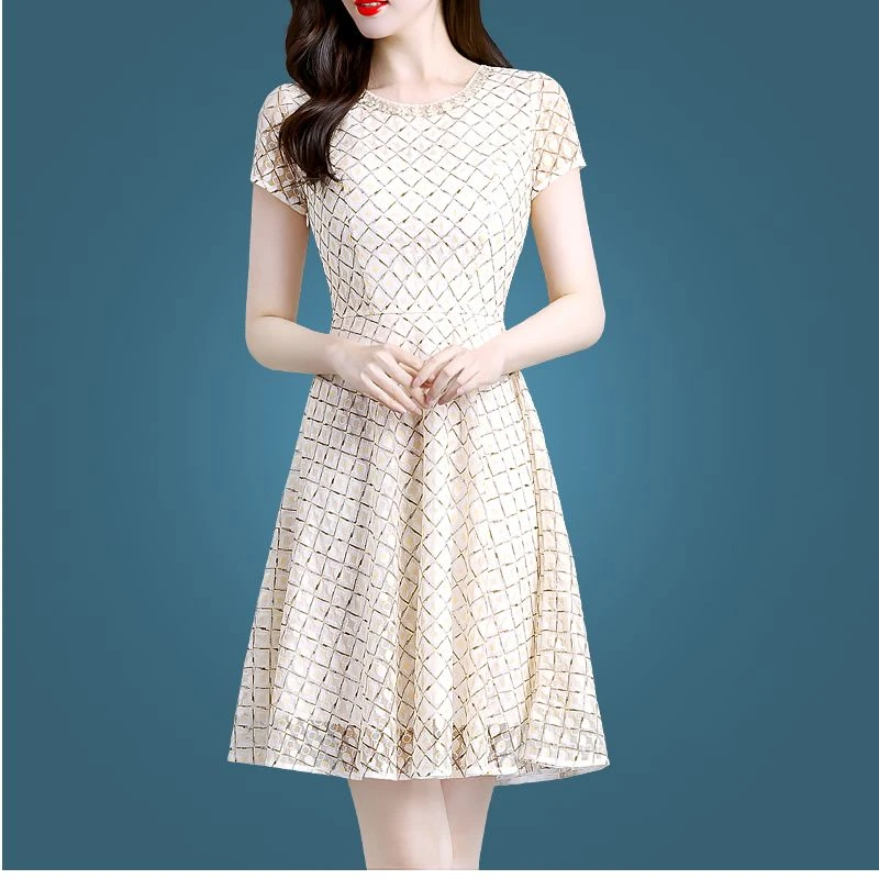 【不退不换，3XL】1959夏季裙子女圆领短袖连衣裙
