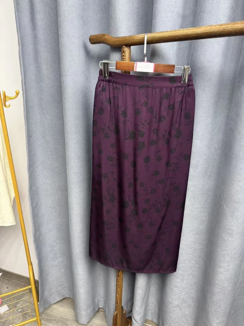 （瑕疵）秋季新款休闲百搭宽松桑蚕丝半身裙女V835