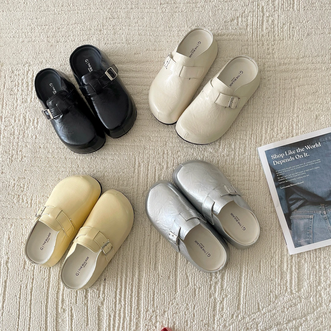 小个子增高半包勃肯鞋2025新款厚底包头半拖鞋女百搭一脚蹬鞋8099