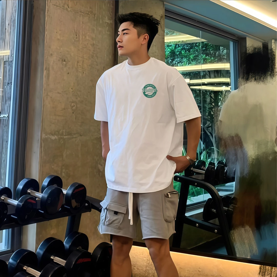 【重磅纯棉】短袖T恤男夏季2025新款美式潮牌字母休闲宽松百搭半袖