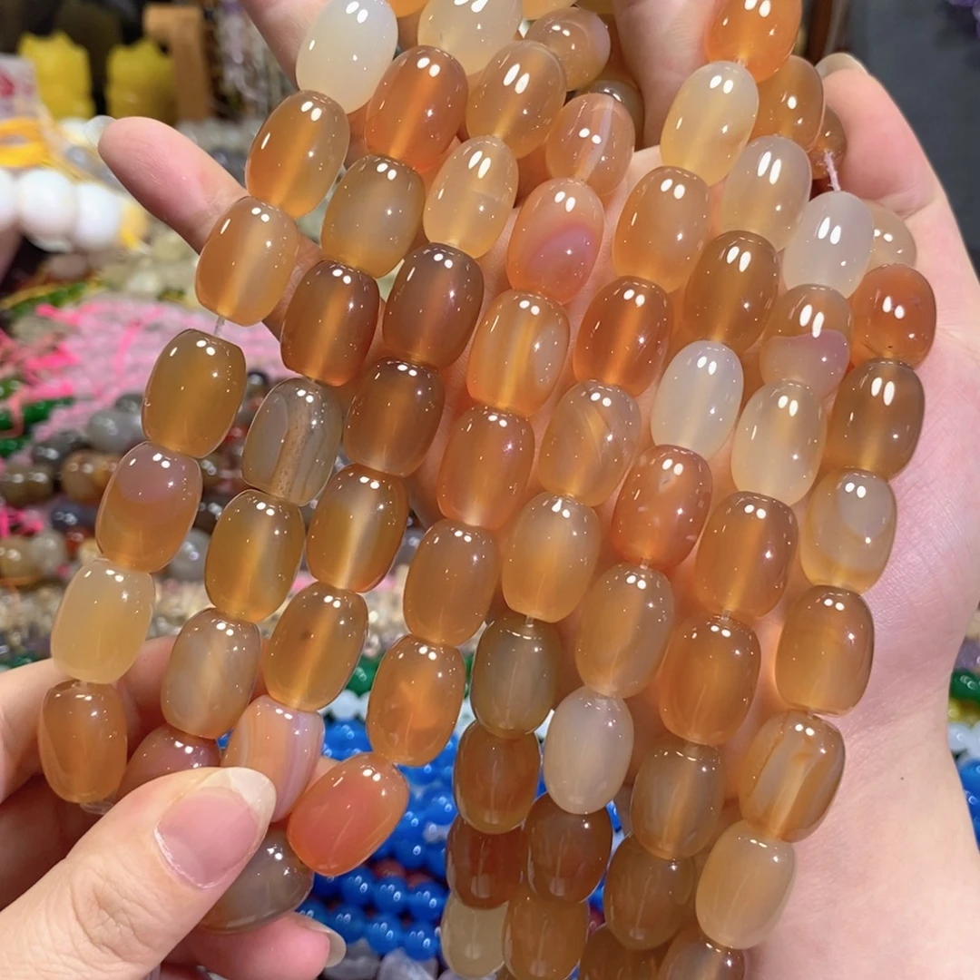 玛瑙/玉髓未镶嵌珠宝半成品玛瑙桶珠一条卡14*17mm