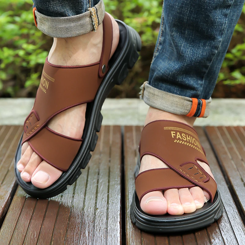 2025新款男凉鞋时尚夏季休闲泡水防滑开车沙滩耐磨凉拖鞋男款