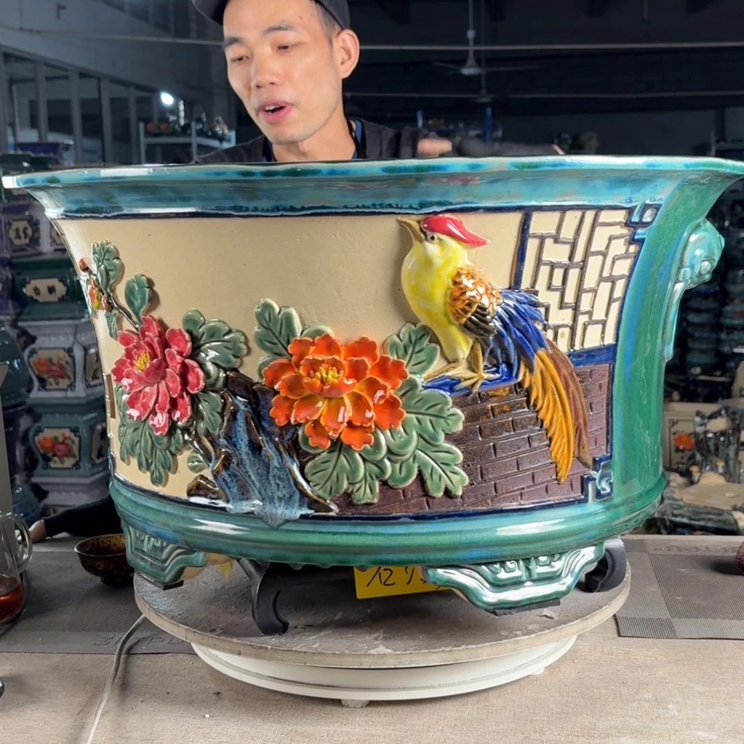 一风堂石湾花盆 内54*28修补痕迹