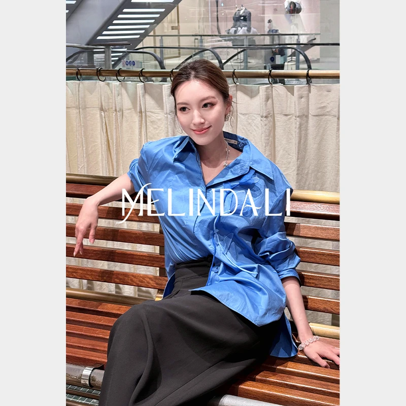 Melinda Li【100支艺术花】春夏法式优雅高支棉立体手工花长袖衬衫