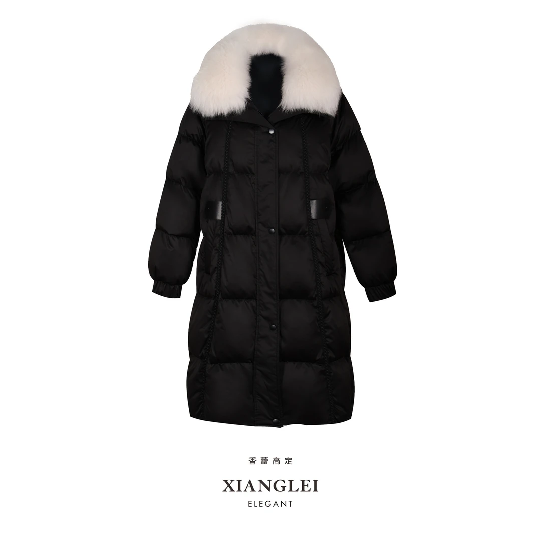 【格一专属】 新款大毛领中长款鹅绒服冬季保暖宽松女款6803