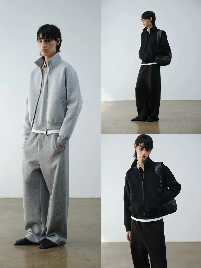 VLABMADE boxy廓形宽松立领干练拉链卫衣双层空气棉挺阔短款外套