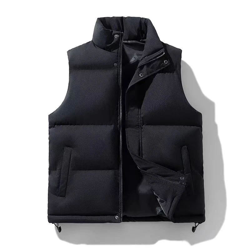 拉链男士纯色保暖马甲秋冬秋季保暖立领直下摆免烫