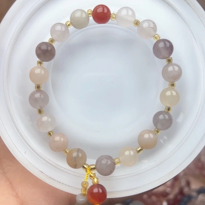 石英质玉手链未镶嵌8金丝玉